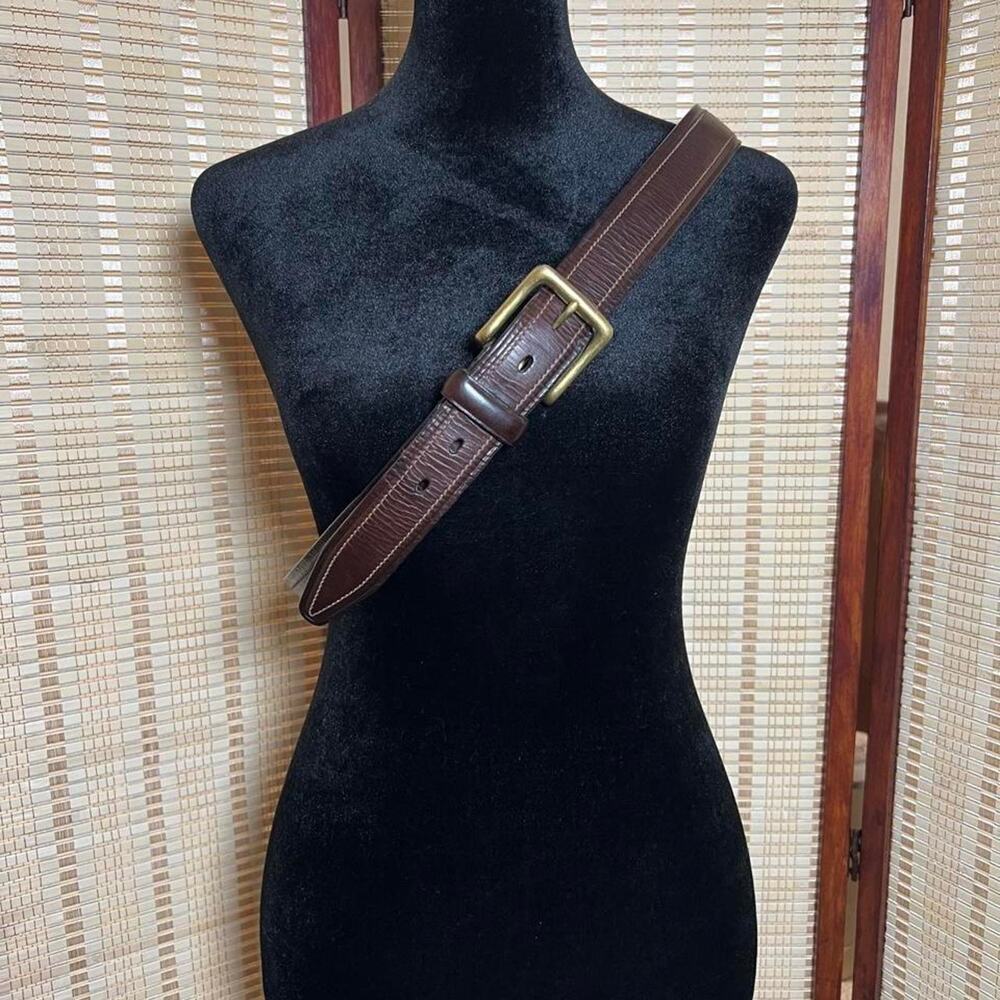 Vintage Coach Handcrafted Italy Brown Leather Belt 40/100